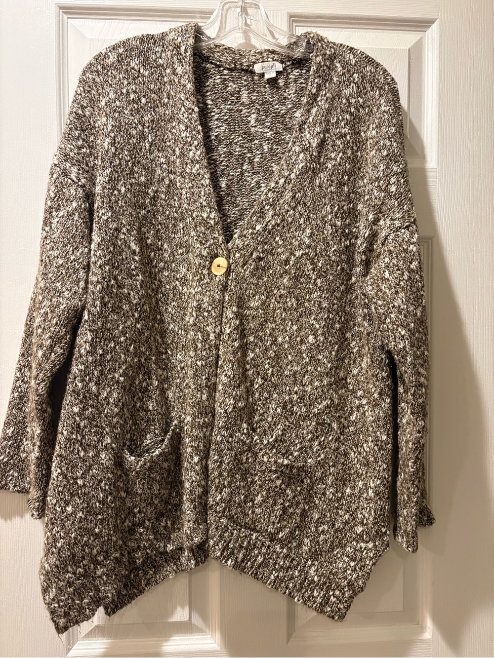 J. Jill Marled Brown and White Button-Front Cardigan
